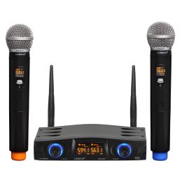 Microphones LOMEHO LOU21 2 Way 2x16 Adjustable Frequency 2 Handheld LCD Screen Party Church School Dj Meeting Karaoke Wireless Microphone