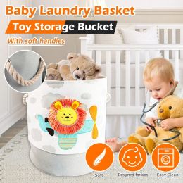 Baskets NEW Baby Laundry Basket Cute Dinosaur Foldable Toy Storage Bucket Picnic Dirty Clothes Basket Box Canva Organizer Cartoon Animal