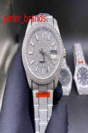 Diamond stainless steel 39mm shiny case automatic all white smooth sweeping hands diamonds everythere in buckle water resistant hi4624081