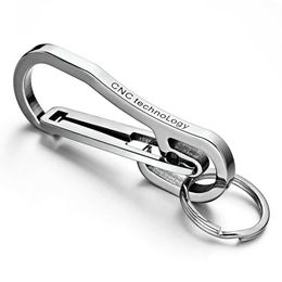 Keychains Lanyards Personalised stainless steel keychain Customised letter name car buckle ring bracket mens K415 Q240403