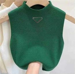 New Summer Short Designer Clothe Woman Vest Womens Knit Shirt Sexy Top Base Light Thin Letter Embroidery for Womans Waistcoat Jumper Luxury ZO5F