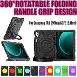 For Samsung Galaxy Tab S9 Plus 12.4inch S9+ S9Plus Case 360 Rotating Stand Handle Grip Multiple Protect Cover Kids Safe Shockproof Cases+ Screen PET Film+Shoulder Strap