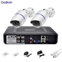 Lens Gadinan 1080P 5MP 2PCS H.265X CCTV Surveillance System Security AHD Camera Recorder 4CH DVR Kit Outdoor Security Camera