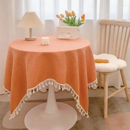 Table Cloth Tassel Tablecloth Round Kitchen Runner Camping Mat Tea Cover Cotton Linen Wedding Dining Room Decoration 9 Colors