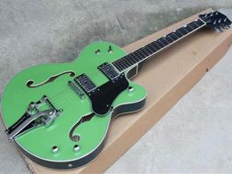 Semihollow Green Electric Guitar with Black PickguardTremolo SystemChrome HardwareCan be Customized As Request9695574