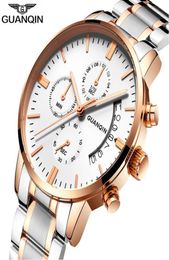 relogio masculino Mens Watches Top Brand Luxury GUANQIN Chronograph Luminous Clock Men Sport Stainless Steel Quartz Wrist Watch6947217