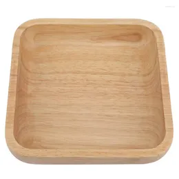 Tea Trays Natural Wood Rubber Serving Tray Japanese Style Food Server Dish Platter Brown Home Wooden Plate Teaboard