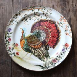 Plates Phnom Penh High Temperature Ceramic Oil Painting Effect Duck Pheasant Country Style Texture Large Dinner Plate