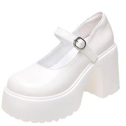 Black White Mary Janes Super Thick High Heels Platforms Pumps for Women Casual Spring Summer Shallow Party Chunky Shoes Ladies 240326