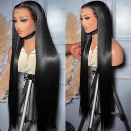 250% Bone Straight Human Hair Wig Transparent 40 Inch Straight Lace Front Wigs Brazilian 13x6 HD Lace Frontal Wig for Women