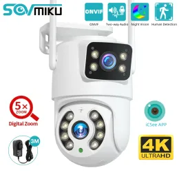 Cameras SOVMIKU 8MP 4K PTZ WiFi Surveillance Camera Dual Len 5X Zoom Night Vision ONVIF Auto Tracking CCTV IP Camera Security Protection