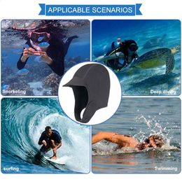 Neoprene Swimming Cap Wearresistant Quick Dry Snorkelling Hat Sun Protection Ear Protector Snorkel Equipment for Water Aerobic 240403