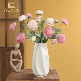 Decorative Flowers European Style 3 Heads Artificial Peony Flower Bouquet For Home Garden Living Room Decoration Wedding Party Supplies Fake