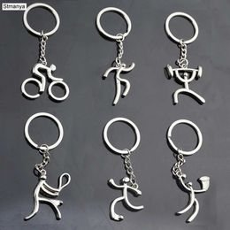 Keychains Lanyards Metal Keychain Riding bicycle key chain car ring bag charm Novelty Gifts bike sports souvenirs chains lovers Jewellery Q240403