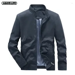 Men's Jackets Spring Autumn Washed Jacket Men Simple Stand Collar Casual Outdoor Combat Fashion Military Windproof Tooling Coat 4XL