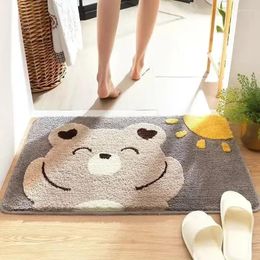 Carpets 2024 Absorbent Floor Mats Soft And Non Slip Bathroom Cartoon Carpet Huodon Grey