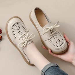 Casual Shoes 2024 Flat Loafers Oxford Shoe Women Lace Up Hollow Out Flats Comfortable Women's Moccasins Summer Cutout Business Office
