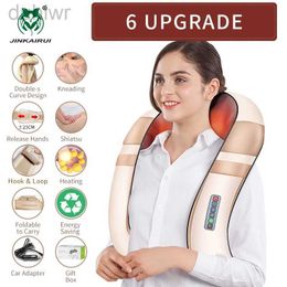 Full Body Massager Jinkairui Electric U Shape Neck Massager Shawl 16 Massage Heads Heating Kneading Shiatsu Back Shoulder Relieve Pain Health Care 240407