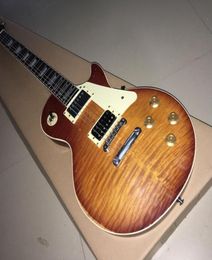 Whole handmade relics flame maple pattern top electric guitar sunburst gitar neck body parts 3315828