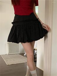 Skirts Alien Kitty Ruffles Polka Dots Mini Women Chic Summer Slim Gentle All Match Vintage Short Puff Sleeve Knitted Sweaters