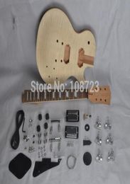 DIY Guitars Mahogany Body Unfinished Electric Guitar Kit With Flamed Maple Top Dual Humbuckers9279231