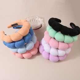 Fashion Sponge Farda da cabeça para mulheres meninas Banda de cabelo inchado Bolha de maquiagem Retro Bandas de cabeceira Acessórios para cabelos Cabeça 021