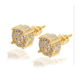 Earring Back Hiphop Zircon Earrings For Men And Women Gold Sier Plated Ear Stud Ice Out Hip Hop Rings Jewelry Drop Delivery Findings Dhuh2