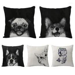 Pillow 45x45cm Home Sofa Bed Decoration Linen Cartoon Animal Dog Leopard Print Printing Pillowcase 2pc/lot