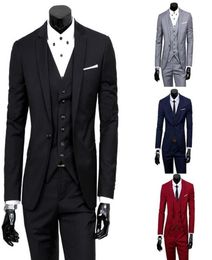 Wonderful Groom Male Wedding Prom Suit Burgundy Green Slim Fit Tuxedo Men Formal Business Work Wear Suits 3Pcs Set JacketPantsV2325788