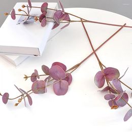 Decorative Flowers 3 Pcs Artificial Green Plants Eucalyptus Leaf Wedding Decor Leaves Party Decoration Stems Iron Wire Home Decors