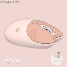 Mice Cute Cat Cartoon Mouse 2.4G Wireless Optical Mute Computer Mice Ergonomic Mini 3D Office Gamer Mouse for Kid Girl Gift PC Lapto Y240407