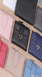Small Saffiano Leather Wallet Credit Card Slots Bill Compartment Document Pocket Enamelled Metal Triangle Logo Lettering Hardware L9018681