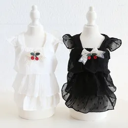 Dog Apparel Black And White Colors Dot Chiffon Wave Skirt 2024 Spring Summer Est Cat Clothing Pet Products Accessories