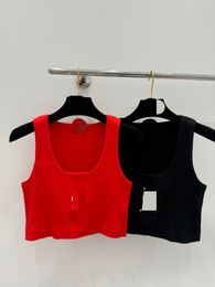 4006 2024 Runway Spring Summer Brand SAme Style Black Red Sleeveless Crew Neck Womens Clothes High Quality Womens shun