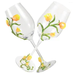 Mugs 2 Pcs Glass Painting Container Glasses Indoor Goblet Flutes Party Cup