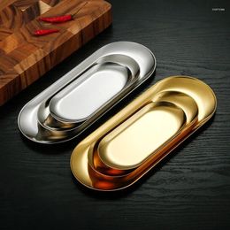 Plates Korean Style Stainless Steel Storage Tray Dessert Plate Nut Fruit Cake Tea Desktop Cosmetic Jewelry