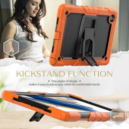 For Samsung Galaxy Tab A7 10.4 inch Case Silicone PC Hybrid Armour Adjustable Kickstand Cover Rugged Drop Proof Shockproof Cases Shoulder Strap+Screen Protector Film