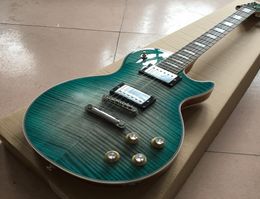 Custom Shop Standard 50s 1959 R9 Flame Maple Top Transfer Blue Electric Guitar Grover Tuners Chrome Hardware China Chibson Guita4623791