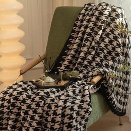 Blankets 1pcs Houndstooth Throw Blanket Flannel Fleece Soft Bed Cover Warm Fluffy Bedspread For Sofa Bedroom Gird Beds