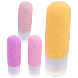 Storage Bottles 4 Pcs Silica Gel Bottle Travel Shampoo Dye Silicone Containers Abs Reusable