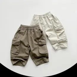 Trousers 2024 Spring Kids Boys Cargo Pants Solid Children Casual Baby Girls Pocket 1-6year Harem Clothes