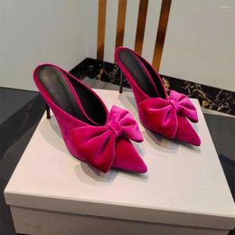 Slippers 2024 Summer Fashion Pointed Toe Women Shoes Casual Butterfly Decor Genuine Leather Sapato Feminino