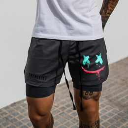 Pantaloncini da uomo in corsa a doppio strato sport joggers uomini primavera estate pantaloni abbigliamento da esterno s3xl 240407