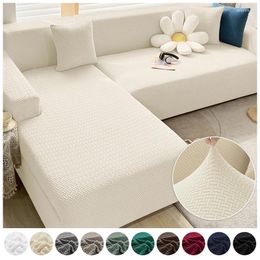 Chair Covers Jacquard Solid Corner Sofa Cover Elastic Polar Fleece Fabric Couch Slipcover Protector For Living Room Home L Shape 1/2/3/4