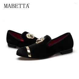 Casual Shoes MABETTA Fashion Loafers Top Metal Toe Men Velvet Dress Italian Mens Handmade