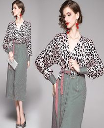 sexy vneck leopard print women evening dress batwing long sleeve runway ladies waistband casul office casul office cocktail dresse4271657