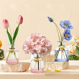 120ml Reed Diffuser Sets Tulip Flower Arrangement Aroma Bedroom Home Decorations Rose Essential Oil Fragrance Gift 240407