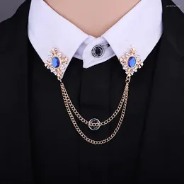 Brooches Korean Fashion Crystal Cross Chain Brooch Personalised Zircon Rhinestone Shirt Collar Pin Buckle Clothing Accessories