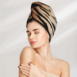 Towel Microfiber Hair Care Cap Tiger Skin Pattern Absorbent Wrap Fast Drying For Women Girls