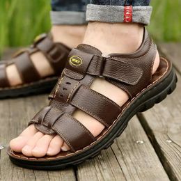 Genuine Leather Men Sandals Male Summer Shoes Outdoor Casual Sandal Cowhide Beach Classic Nonslip Mens Sandles 240403